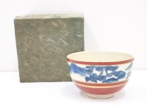 京焼　瑞雲造　染付風景茶碗